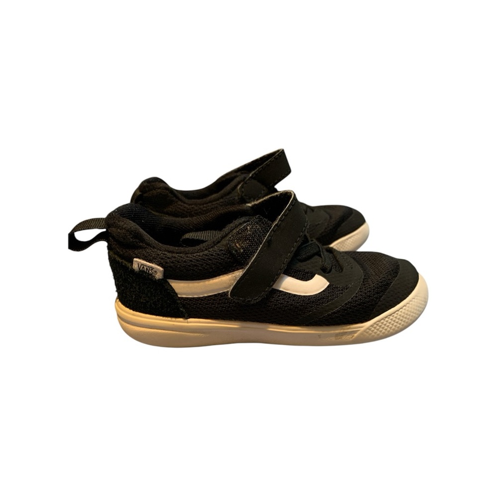 Vans Kids Black & White Velcro Skate Sneakers